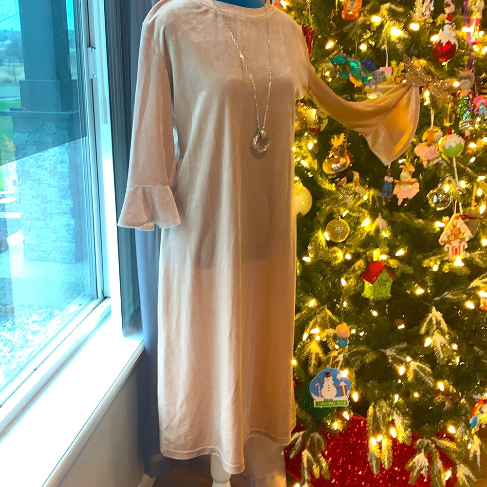 Beige velvet dress